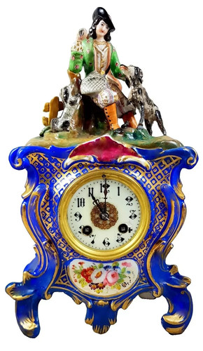 French mantel clock - french, porcelain