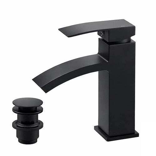 Black bathroom basin mixer tap - bathroom,