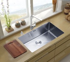 LARGE Handmade Single Bowl Stainless Steel Undermount Kitchen Sink 72x45x21cm