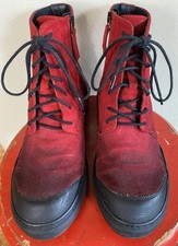 Rundholz Black Label Red Ombre Nubuck Leather Boots Side Zip lace up size 6