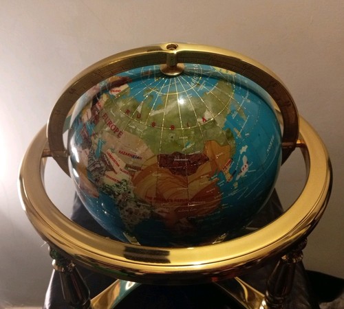 Gemstone world globe map - gemstone, 3d