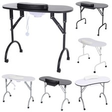 Folding Manicure Nail Table Salon Technician Desk Work Station Stool Portable UK