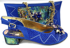 Royal Blue Italian matching shoes and bag set