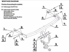 Swan Neck Tow Bar For VW Golf IV 3/5D & Estate (1997-2007) V-056