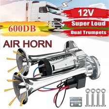 Dual Trumpet Train Air Horn Compressor Kit 12V 600DB Super Loud Car Truck Boat