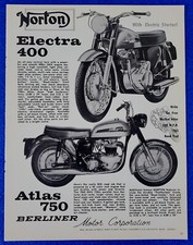 1963 NORTON MOTORCYCLE VINTAGE PRINT AD ELECTRA 440 & ATLAS 750 BRITISH CLASSICS
