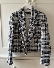 Zara Blazer Navy Boucle Tweed