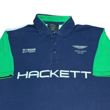 Hackett Aston Martin Racing Polo Shirt Short Sleeve Colorblock Men's Size XL
