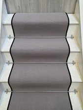 Stair Carpet Runner 8m / 60cm Wide / Upto 16 Steps 100% Wool - Grey - Berber