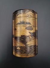 Inro 4 Boxes - Black and Gold Lacquer - Japan - 19th Century