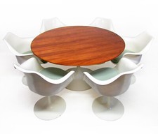 Rare Rosewood Space-Age Tulip Dining Table & Six Chairs Set Eero Saarinen Knoll