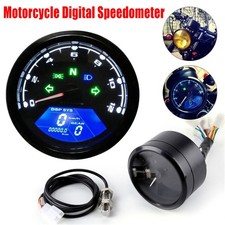 Universal Motorcycle LCD Digital Speedometer Motorbike Odometer Tachometer Gauge