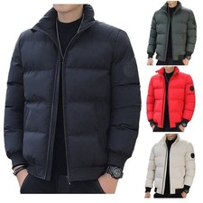 Men's Fashion Winter Puffer Quilted Jacket Warm Padded Full Zip Bubble Coat
