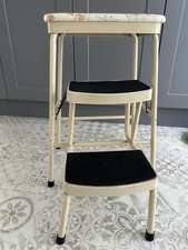 Vintage Retro Kitchen Step Stool Cream Mid Century VGC