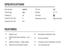 FITS PIAGGIO  TYPHOON 125 1999 - 2015 BB9-B SLA Factory Filled BS Battery