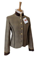 IMMACULATE LADIES LE BEAU CHEVAL BROWN TWEED LEADERS- LEAD REIN JACKET SIZE 12