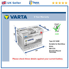 AGM Car Battery A8 Varta 027
