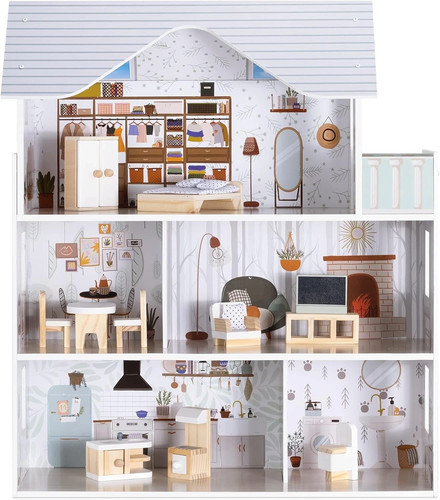Navaris large wooden dollhouse - navaris,