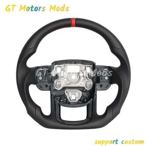 Full leather flat steering - leather,