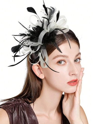 Flower feather hair hat - flower,