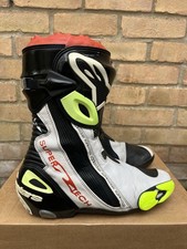 Alpinestars Supertech R Boots 43eu 8uk Leather Motorcycle White Fluo Red Race