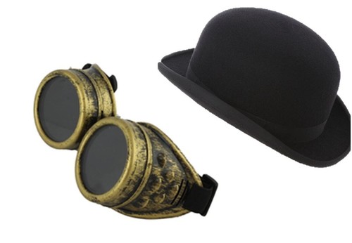 Steampunk bowler hat with gold - steampunk,