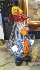 Murano Art Glass Clown Figurine  Vase ~ Pot Belly Vintage 60s 