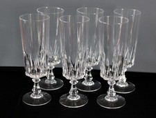 6 Champagne Flutes Crystal d'Arques Louvre Model
