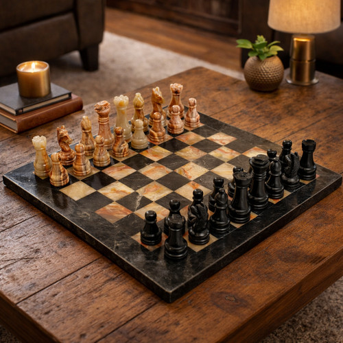 Premium marble chess set - set, black
