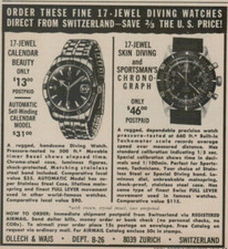 1965 Ollech & Wajs 17-Jewel Diving Watches Sportsman's Chrono VINTAGE PRINT AD