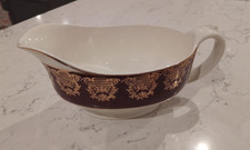 MIDWINTER Gravy Sauce Boat Red Gold White Vintage  ENGLAND Semi-porcelain