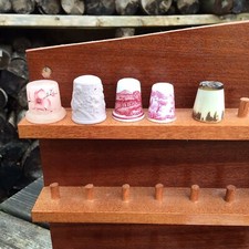 Mixed Lot Of 4 Pink Ceramic / China Thimbles & 1 Antler Thimble