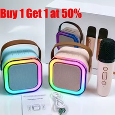 Mini Karaoke Machine with 2 Microphone Portable Bluetooth Speaker with LED Gift