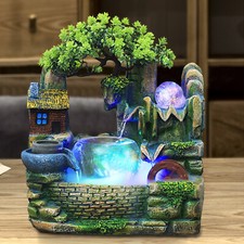 Indoor Tabletop Rockery Water Feature Fountain Waterfall w/Atomizer Home Office