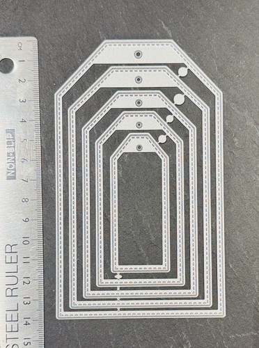 Metal die tag label - , stitched