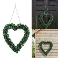 Hanging Artificial Wreath Heart Shape Lavender Topiary Outdoor Garden Decor Gift