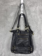 Linea Pelle Black Soft Leather Shoulder Bag W/ Brushed Gold Hardware