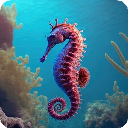 Seahorse sea life square - seahorse,