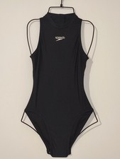 Speedo Black GB32 Hydrasuit High Neck Zip Back One Piece Swimsuit Lycra Bodysuit