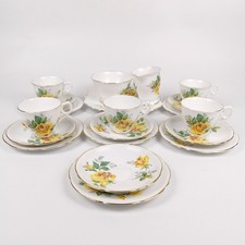 Vintage Royal Stafford Yellow Rose Bone China Tea Set 20pcs Made in England