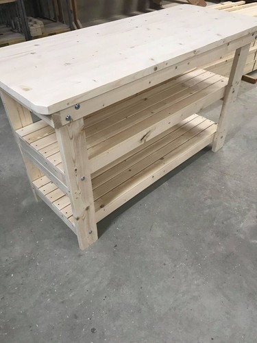 Wooden work bench with - wooden, two