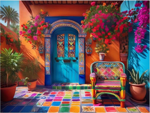 Tile mural colorful mexican - colorful,