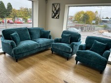 Ex-Display Mahid Bottle Green Fabric 3 Seater Sofa + 2 Chair