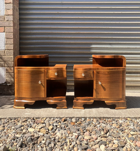 Pair vintage art deco walnut - pair,