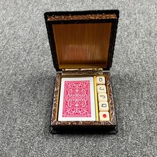 Vintage Carved Wooden Playing Card Box With Dice Decorative Spanish Art