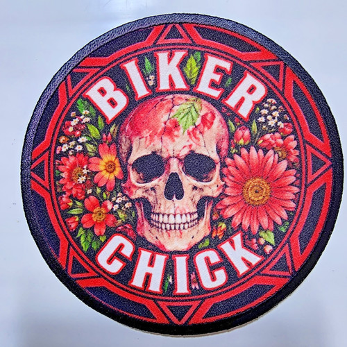 Biker chick skull flowers - chick, !