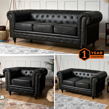 Faux Leather Chesterfield Sofa