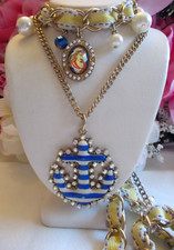 BETSEY JOHNSON VINTAGE TWO STRAND NAUTICAL PINUP GIRL LONG STATEMENT NECKLACE