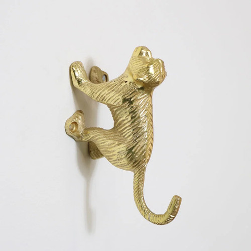Gold metal monkey - , mounted