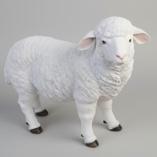 Sheep Statue Garden Ornaments Outdoor Resin White Sculpture Fun Farm Yard Animal